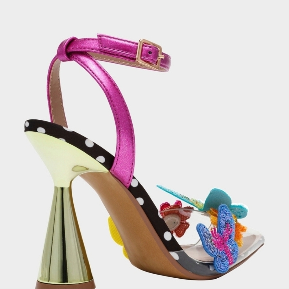 💙🔹️ Betsey Johnson🔹️ Kamilla Sequin Butterfly Clear Lucite Pumps - Picture 7 of 9